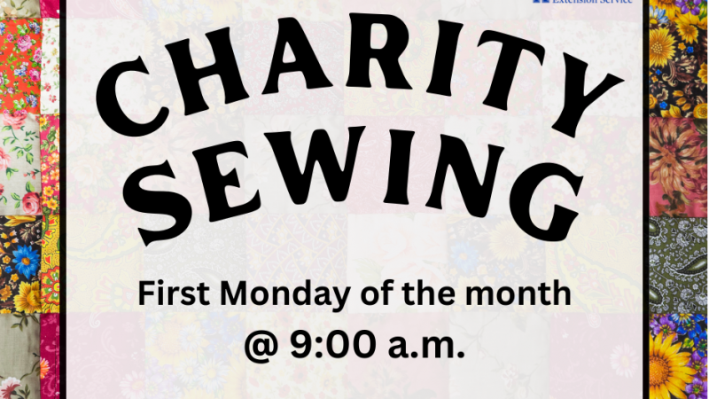 Charity Sewing First Monday at 9am